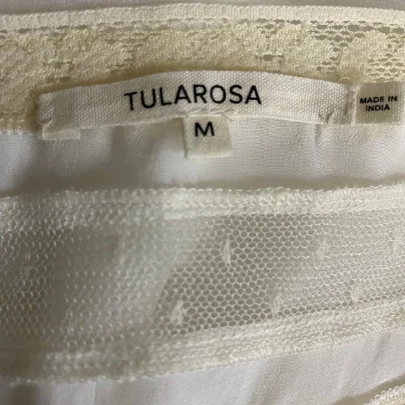 Tularosa Mini Dress Women's M White Lace Mesh Sheer A Line Beach Boho Summer - Picture 4 of 6